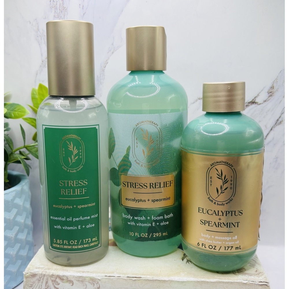 Bath & Body Work Aromatherapy EUCALYPTUS+SPEARMINT Perfume Mist Massage Oil~Wash